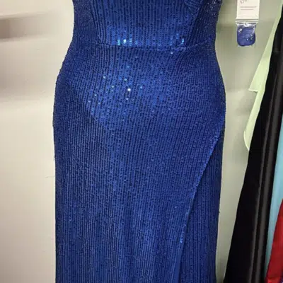 formal dresses hopkinsville ky Cape-Sleeve Open-Back V-Neck Long Formal Dress 4265 Navy / XSmall